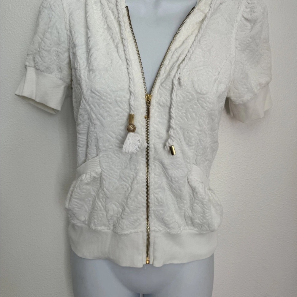 Juicy Couture Cream Boxy Short Sleeve Hoodie
